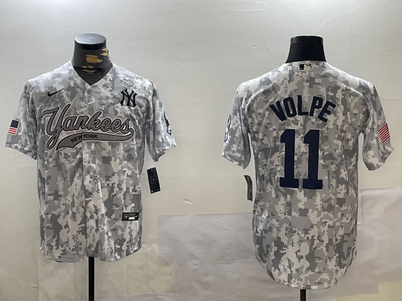 Men's New York Yankees Anthony Volpe #11 Arctic Camo 2024 Salute to Service Limited Jersey1 baseball jersey product view 1