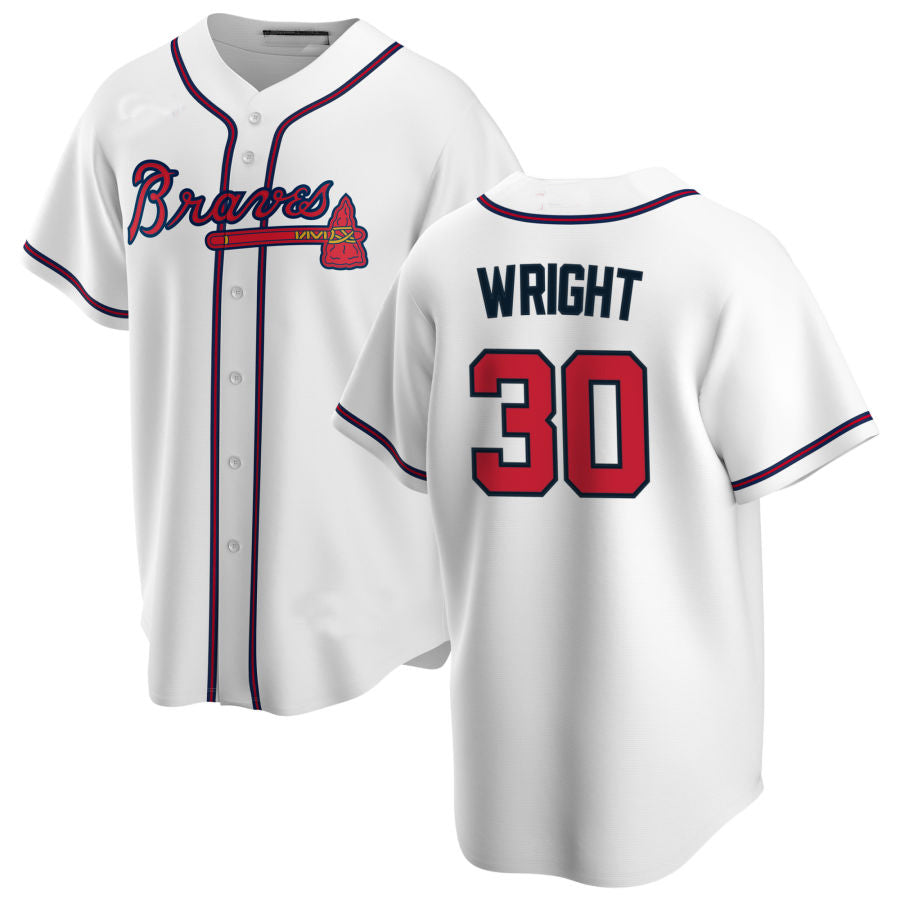 Atlanta Braves #30 Kyle Wright White Alternate Authentic Player Jersey Stitches Baseball Jerseys baseball jersey product view 1