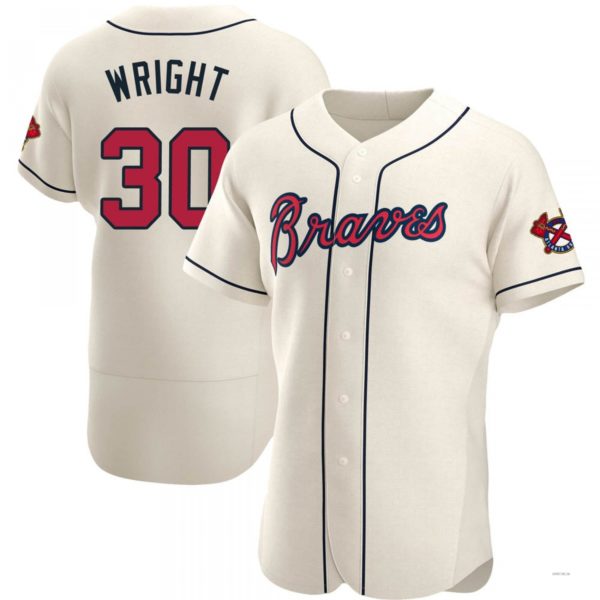 Atlanta Braves #30 Kyle Wright Cream Alternate Jersey Stitches Baseball Jerseys baseball jersey product view 1