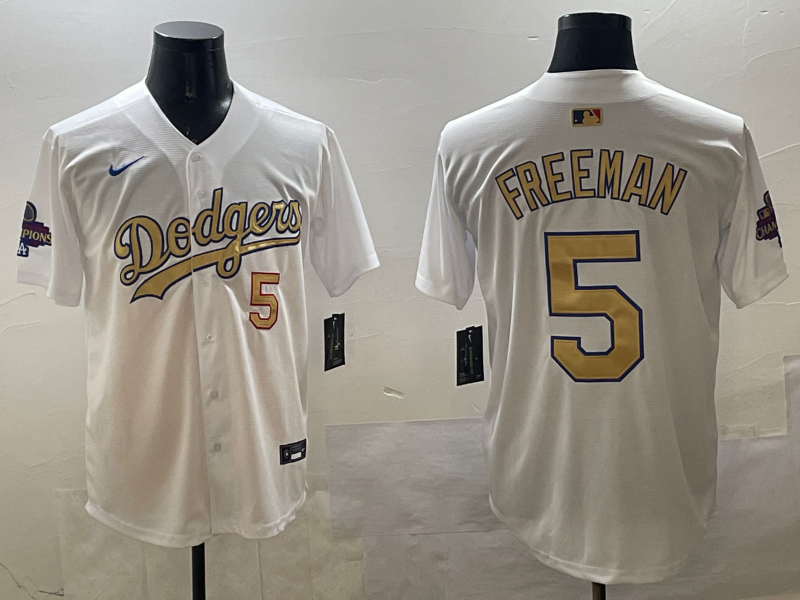 Men's Los Angeles Dodgers Freddie Freeman #5 White 2025 Gold Collection Limited Jersey baseball jersey product view 1
