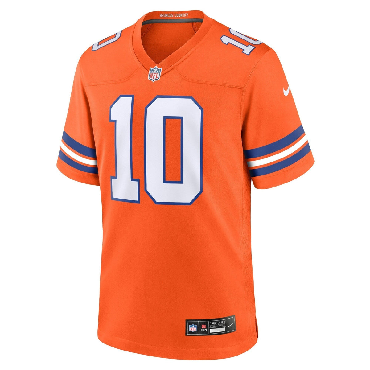 Bo Nix Denver Broncos Nike Mile High Collection 1977 Throwback Game Jersey - Orange football jersey product view 2