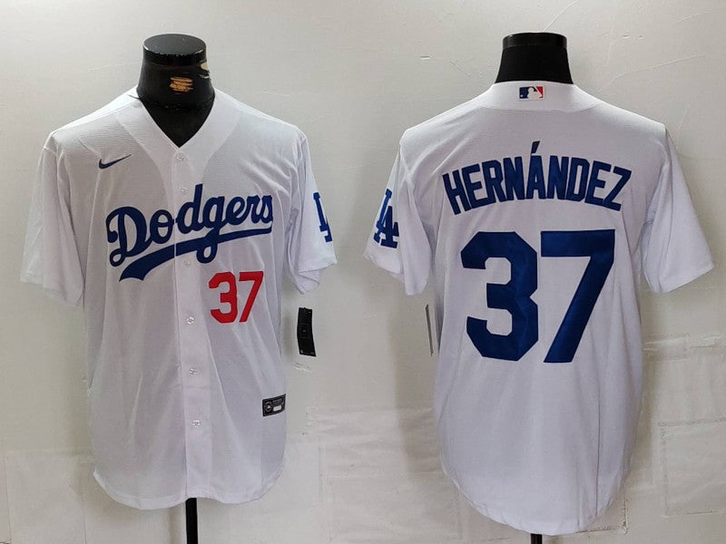 Men's Los Angeles Dodgers Teoscar Hernandez #37 White Home Limited Player Jersey1 baseball jersey product view 1