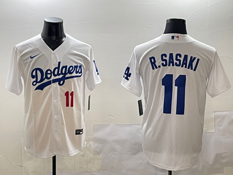 Men's Los Angeles Dodgers Roki Sasaki #11 White Home Limited Player Jersey1 baseball jersey product view 1