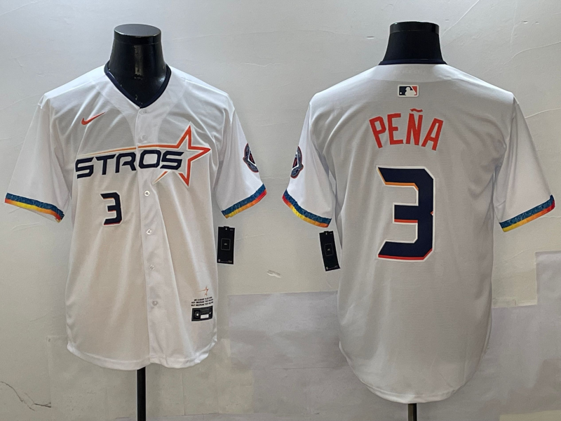 Men's Houston Astros Jeremy Pena #3 White 2025 City Connect Limited Player Jersey baseball jersey product view 1