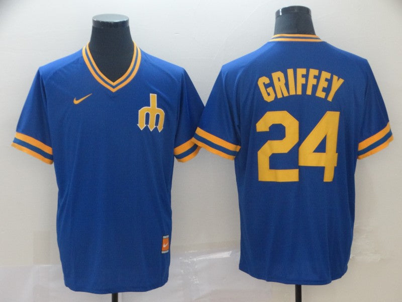Men's Seattle Mariners Ken Griffey Jr. #24 Blue Replica Player Jersey1 baseball jersey product view 1