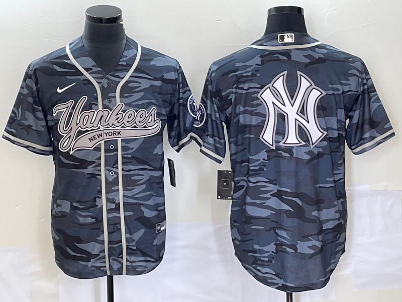 Men's New York Yankees Grey Camouflage Replica Player Jersey1 Joint Edition baseball jersey product view 1