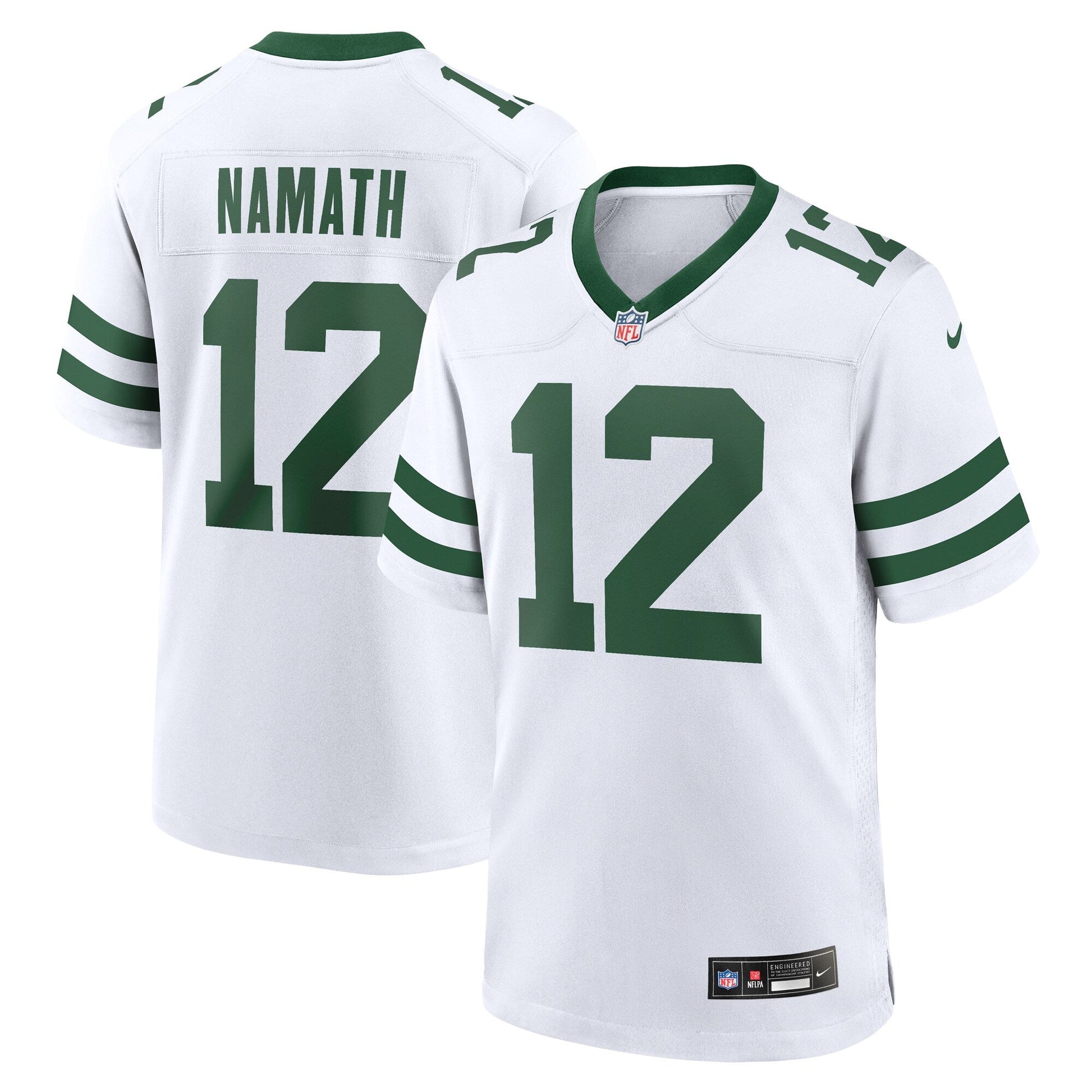 Joe Namath New York Jets Nike Legacy Retired Game Jersey - White football jersey product view 1