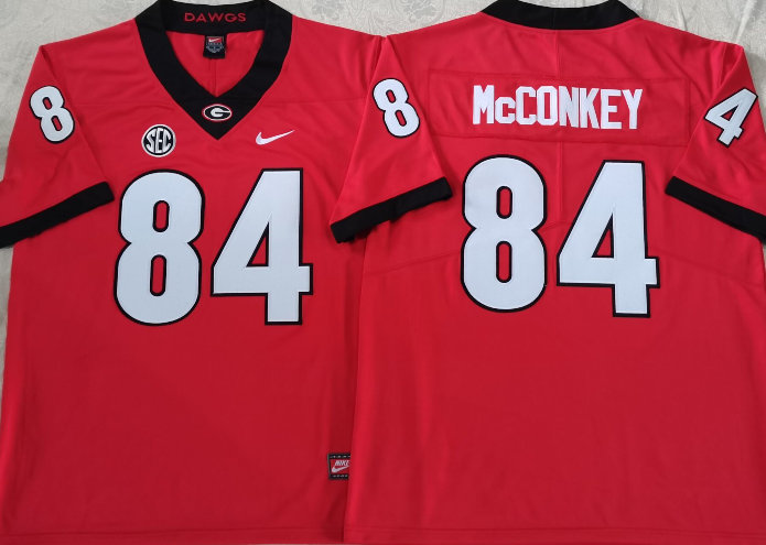 Men's Georgia Bulldogs Ladd McConkey #84 Red Player Game Jersey sports jersey product view 1