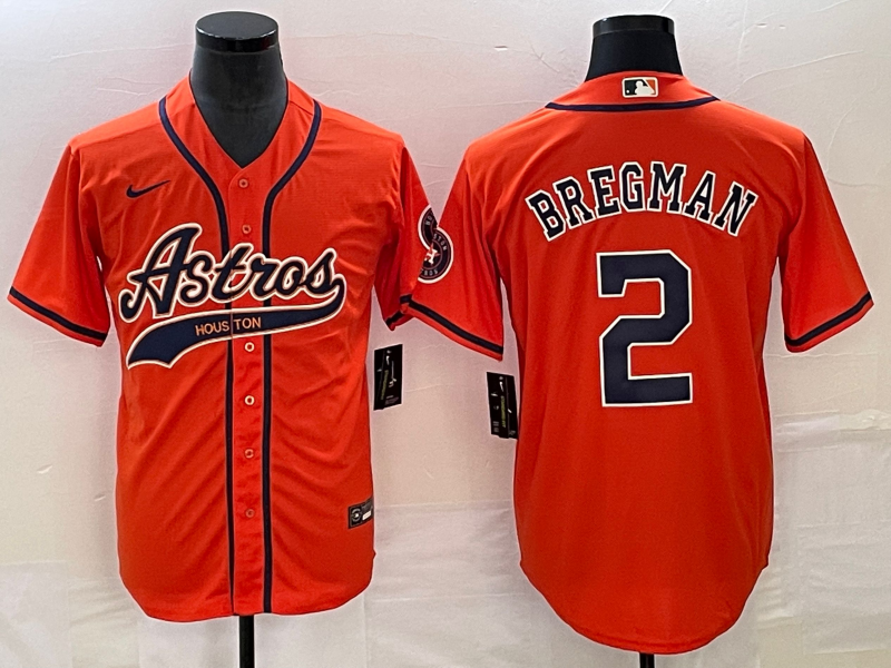 Men's Houston Astros Alex Bregman #2 Orange Replica Jersey Joint Edition baseball jersey product view 1