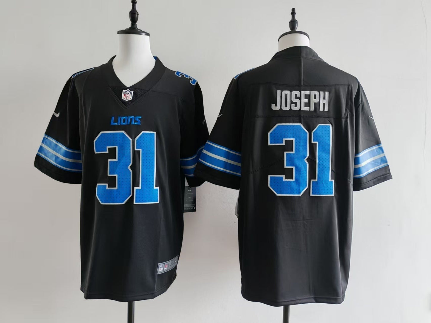 Men's Detroit Lions Kerby Joseph Jersey - Black football jersey product view 1