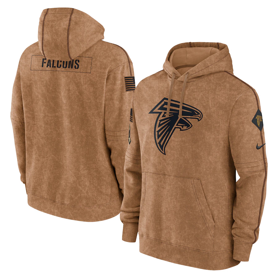 Men's Atlanta Falcons Brown 2023 Salute To Service Club Pullover Hoodie1 football jersey product view 1