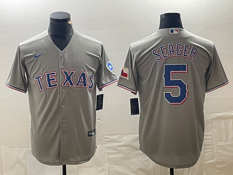 Men's Texas Rangers Corey Seager #5 Gray Replica Player Jersey1 baseball jersey product view 1
