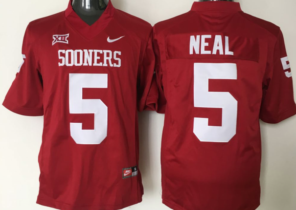 Men's Oklahoma Sooners Durron Neal #5 Crimson Player Game Jersey sports jersey product view 1