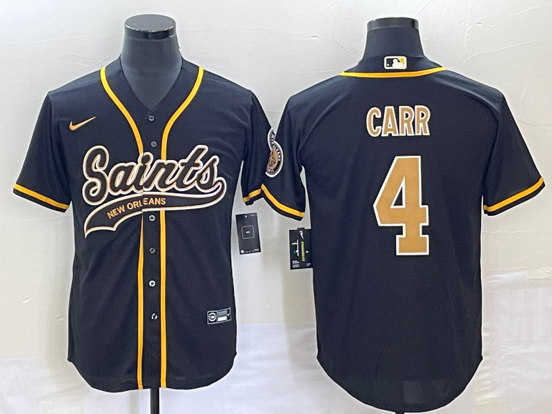 Men's New Orleans Saints Derek Carr #4 Black Game Jersey1 Joint Edition football jersey product view 1