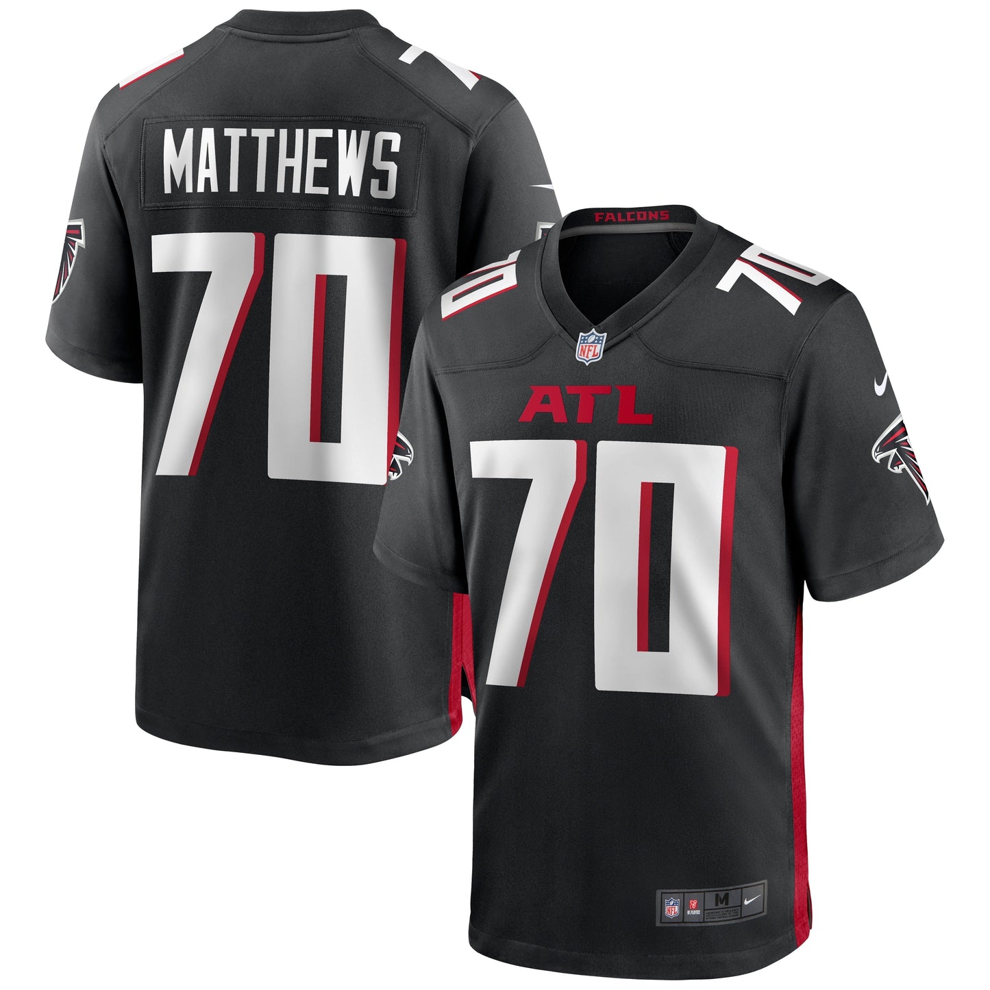 Jake Matthews Atlanta Falcons Nike Game Jersey - Black football jersey product view 1
