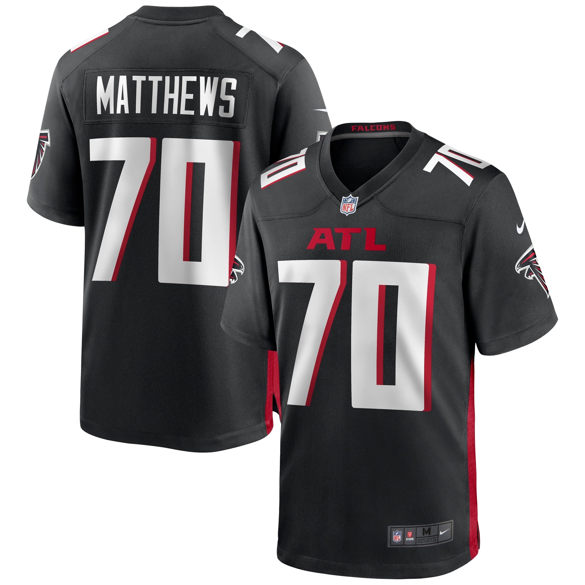 Jake Matthews Atlanta Falcons Nike Game Jersey - Black football jersey product view 1