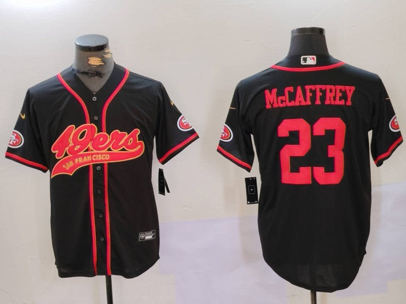 Men's San Francisco 49ers Christian McCaffrey #23 Black Replica Player Jersey1 football jersey product view 1