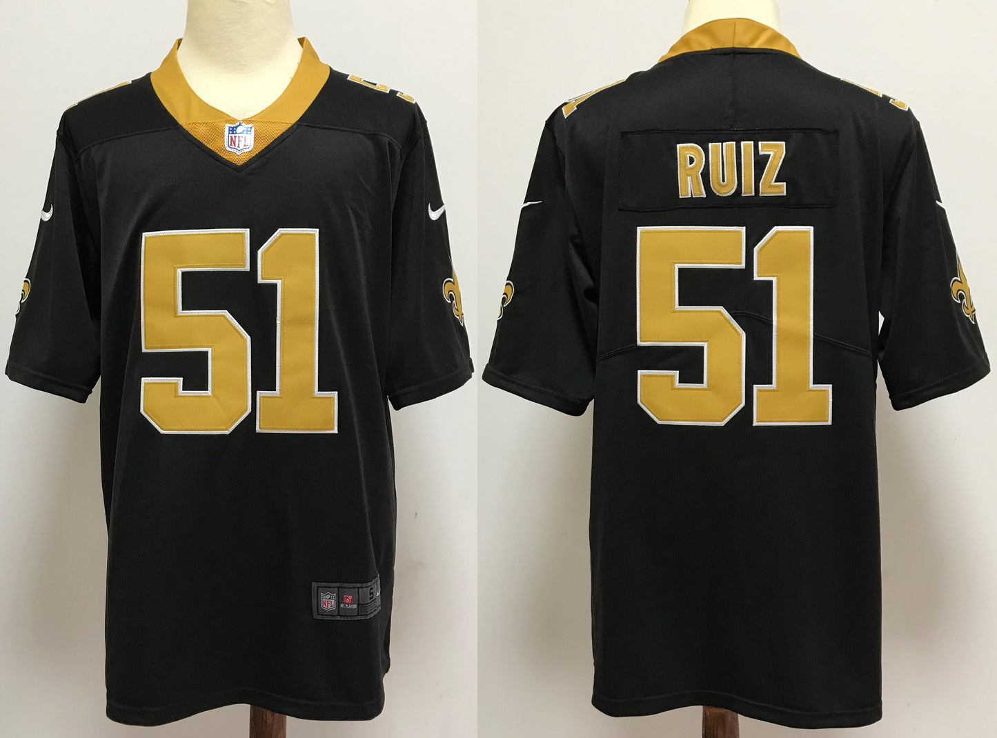 Men's New Orleans Saints Cesar Ruiz #51 Black Game Jersey1 football jersey product view 1