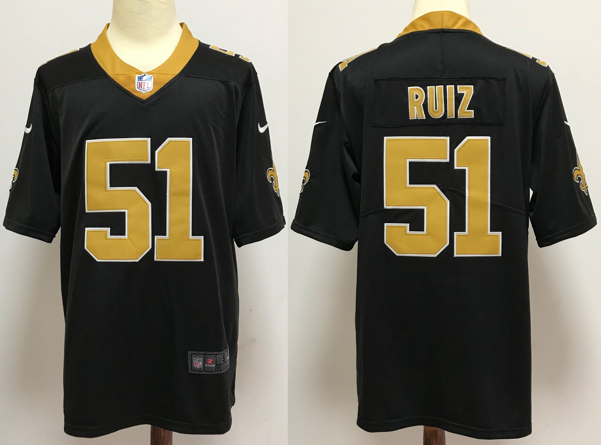 Men's New Orleans Saints Cesar Ruiz #51 Black Game Jersey1 football jersey product view 1