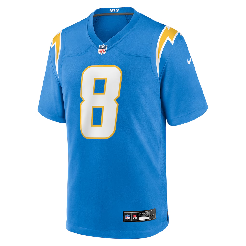 Men's Los Angeles Chargers Omarion Hampton Nike Powder Blue 2025 NFL Draft First Round Pick Game Jersey football jersey product view 3