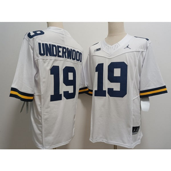Bryce Underwood Michigan Wolverines Jersey – White sports jersey product view 1