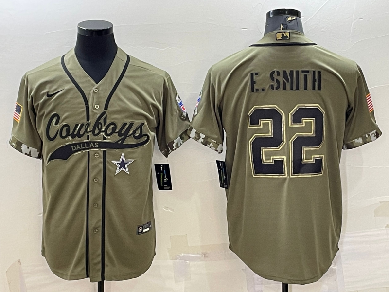 Men's Dallas Cowboys Emmitt Smith #22 Olive 2022 Salute To Service Limited Jersey1 Joint Edition football jersey product view 1