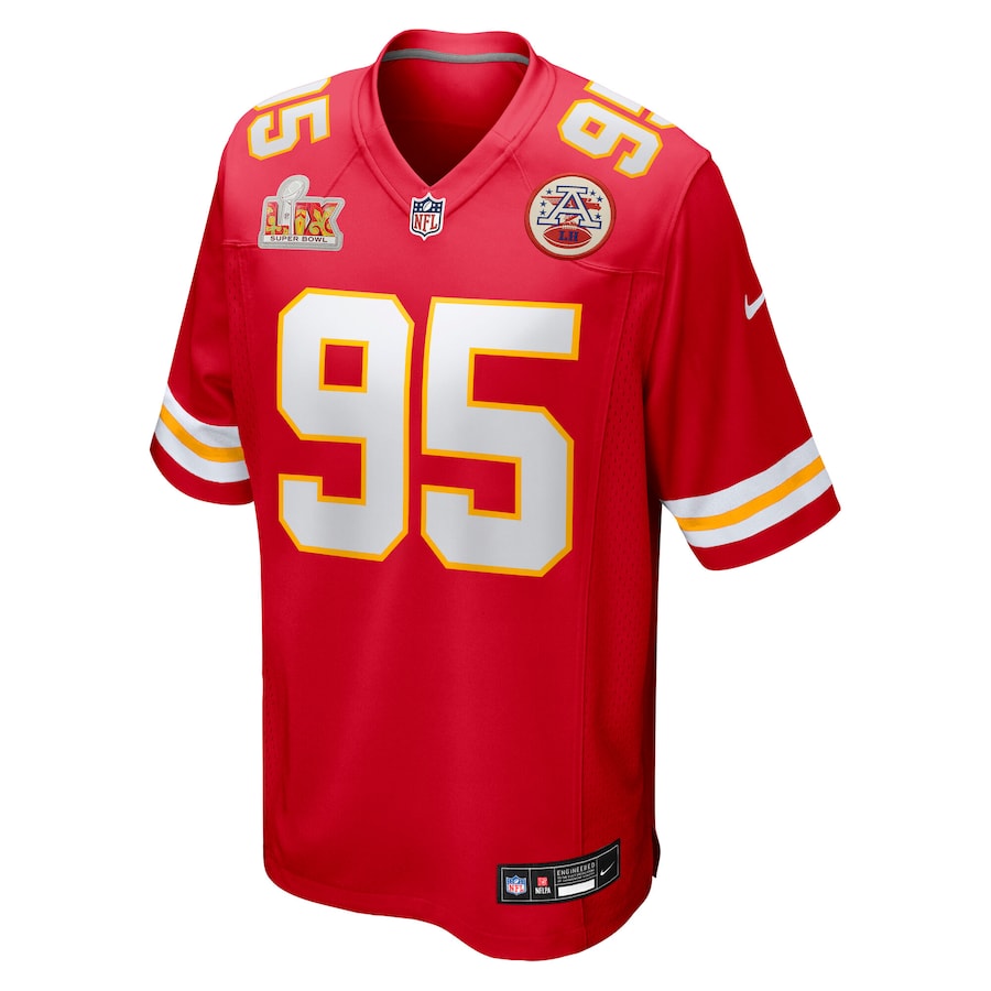 Men's Nike Chris Jones Red Kansas City Chiefs Super Bowl LIX Game Jersey football jersey product view 2