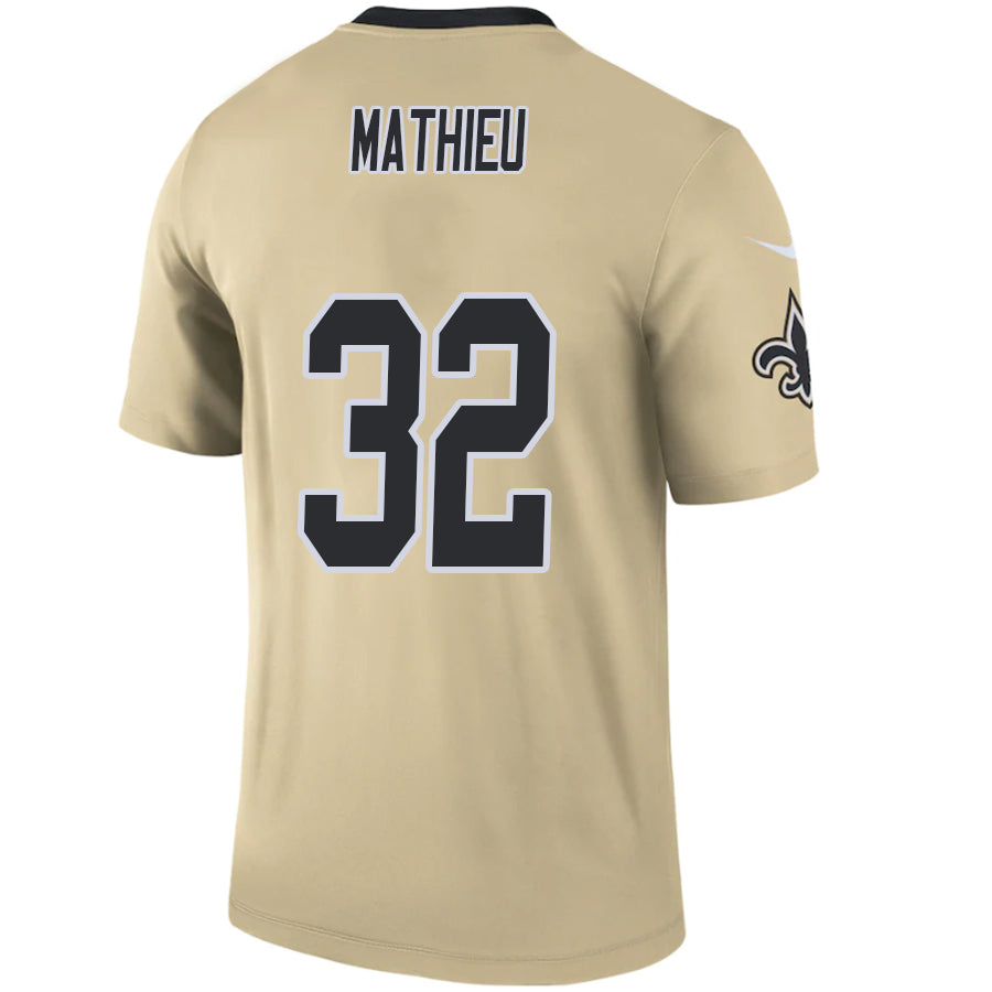 #32 Tyrann Mathieu Player NO.Saints Gold Inverted Game Stitched Football Jerseys football jersey product view 1