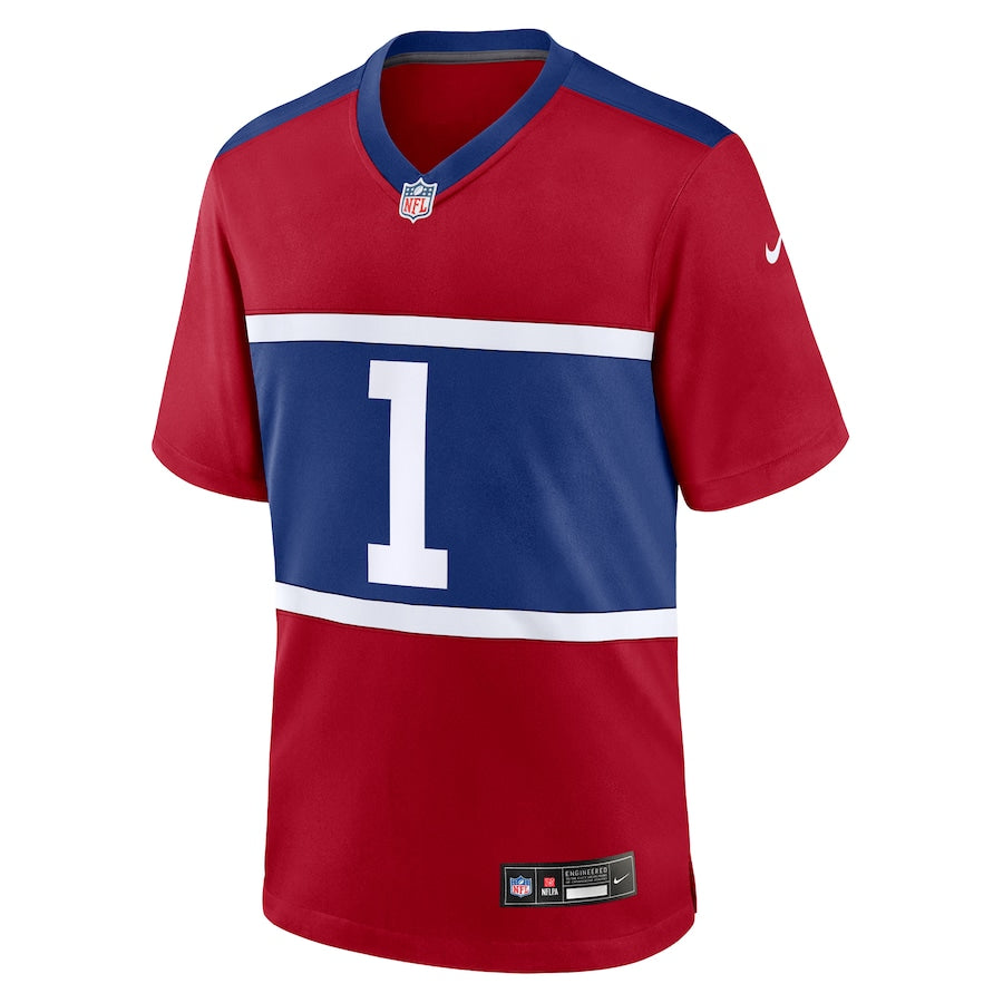 Men's New York Giants Malik NabersRed Jersey #1 football jersey product view 2
