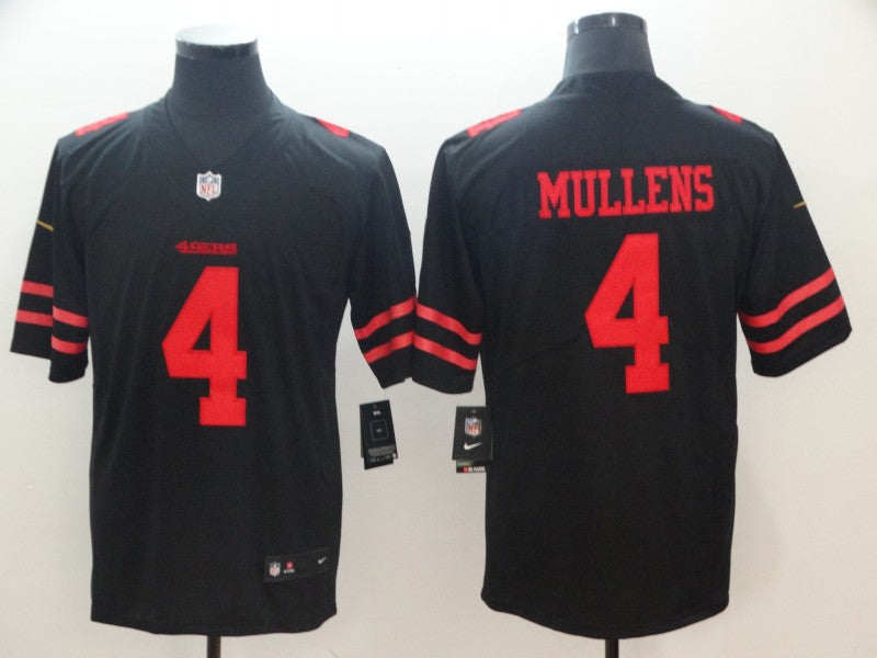 Men's San Francisco 49ers Nick Mullens #4 Black Game Jersey1 football jersey product view 1