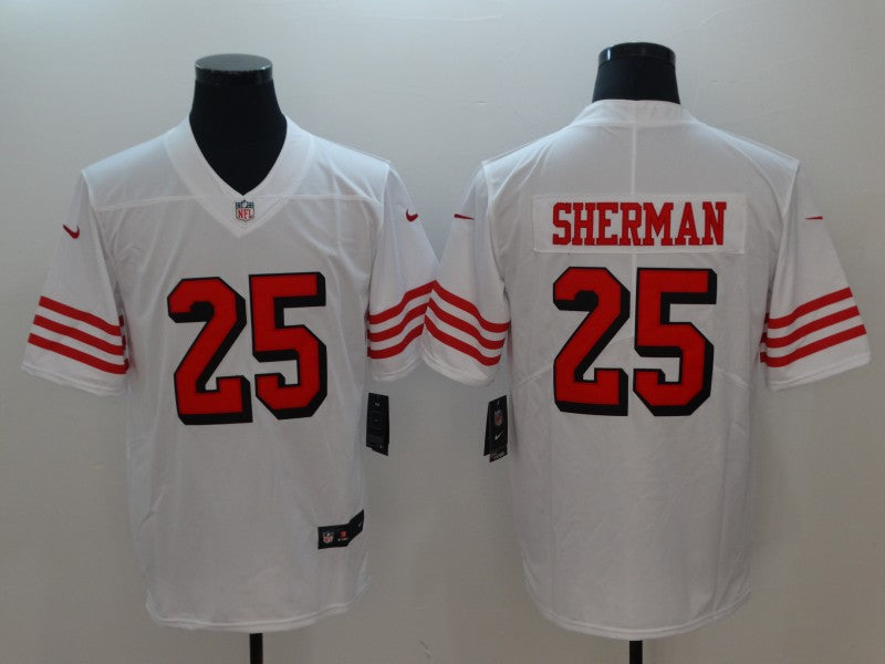Men's San Francisco 49ers Richard Sherman #25 White Game Player Jersey1 football jersey product view 1
