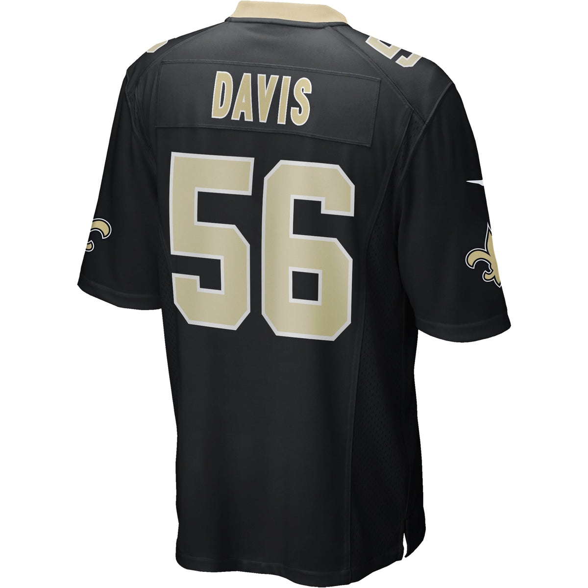Demario Davis New Orleans Saints Nike Game Jersey - Black football jersey product view 3
