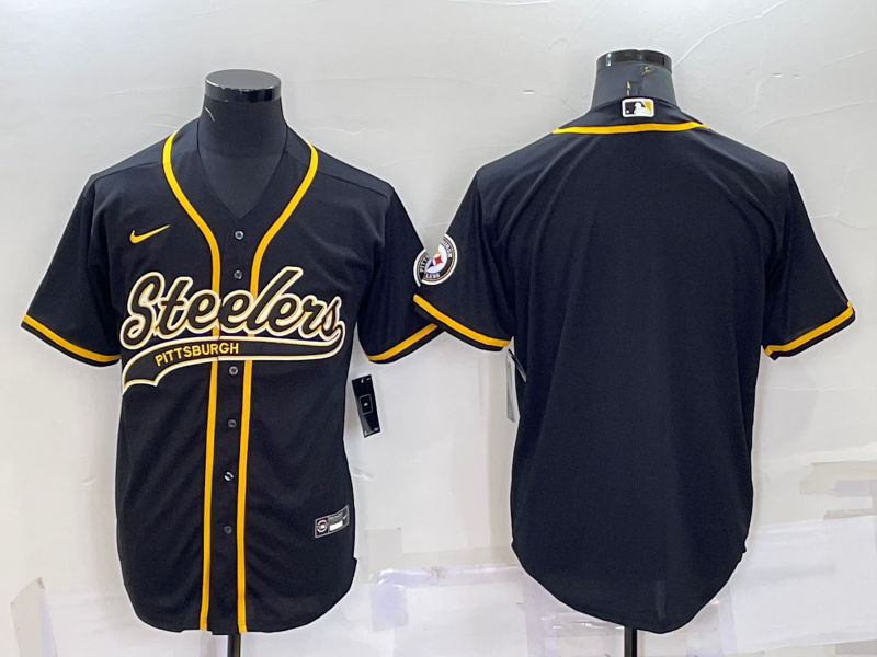 Men's Pittsburgh Steelers Black Blank Jersey1 football jersey product view 1