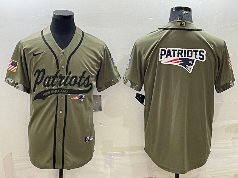 Men's New England Patriots Olive 2022 Salute To Service Limited Jersey1 football jersey product view 1