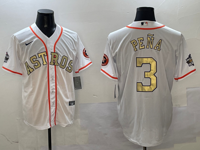 Men's Houston Astros Jeremy Pena #3 White Player Jersey baseball jersey product view 1