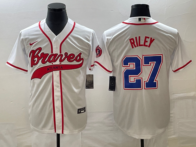 Men's Atlanta Braves Austin Riley #27 White Replica Player Jersey1 Joint Edition baseball jersey product view 1