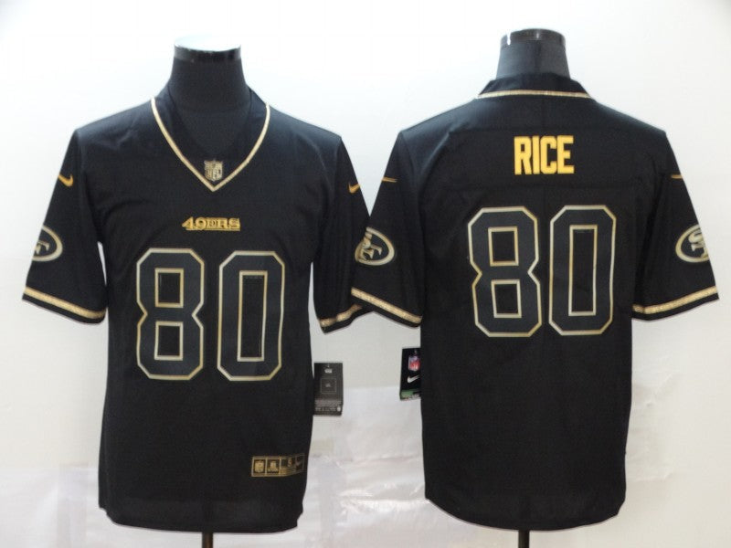 Men's San Francisco 49ers Jerry Rice #80 Black Authentic Game Jersey1 football jersey product view 1
