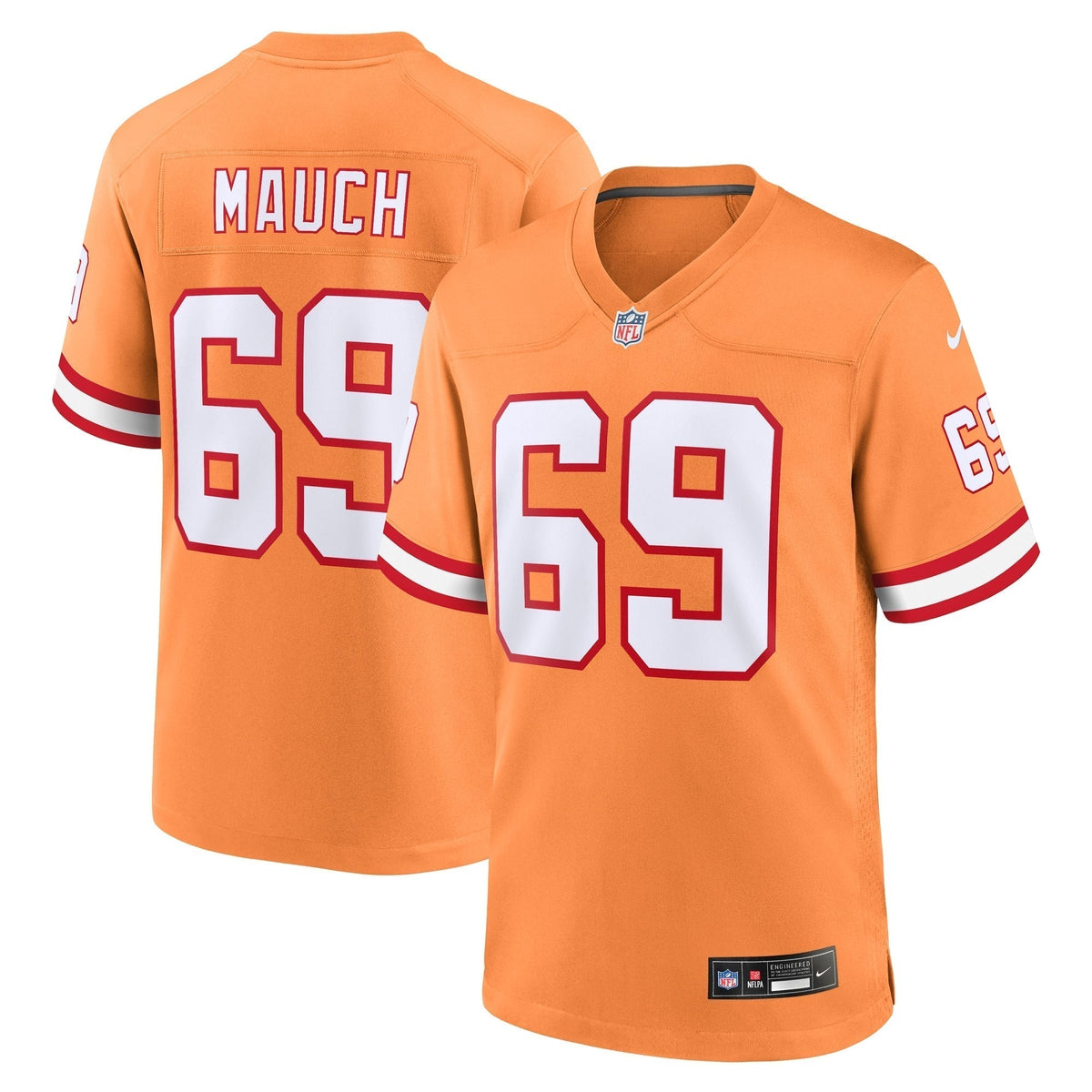 Cody Mauch Tampa Bay Buccaneers Nike Throwback Game Jersey - Orange football jersey product view 1