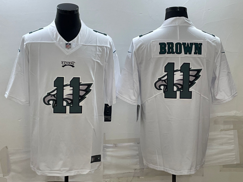 Men's Philadelphia Eagles A.J. Brown #11 White Team Game Jersey1 football jersey product view 1