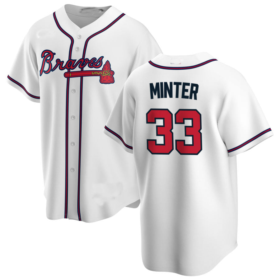 Atlanta Braves #33 A.J. Minter White Alternate Authentic Player Jersey Stitches Baseball Jerseys baseball jersey product view 1