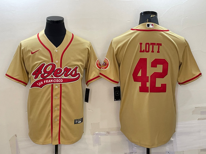 Men's San Francisco 49ers Ronnie Lott #42 Gold Game Jersey1 Joint Edition football jersey product view 1