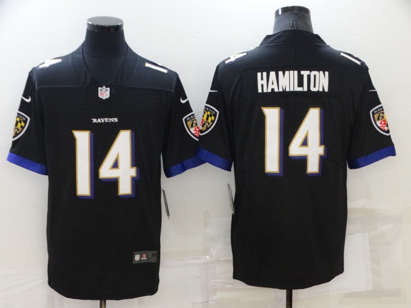 Men's Baltimore Ravens Kyle Hamilton #14 Black Game Jersey1 football jersey product view 1