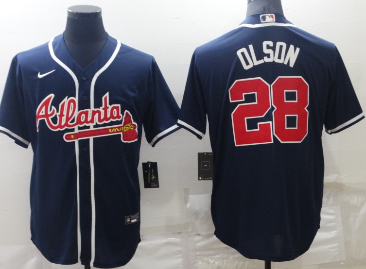 Men's Atlanta Braves Matt Olson #28 Navy Replica Jersey1 baseball jersey product view 1