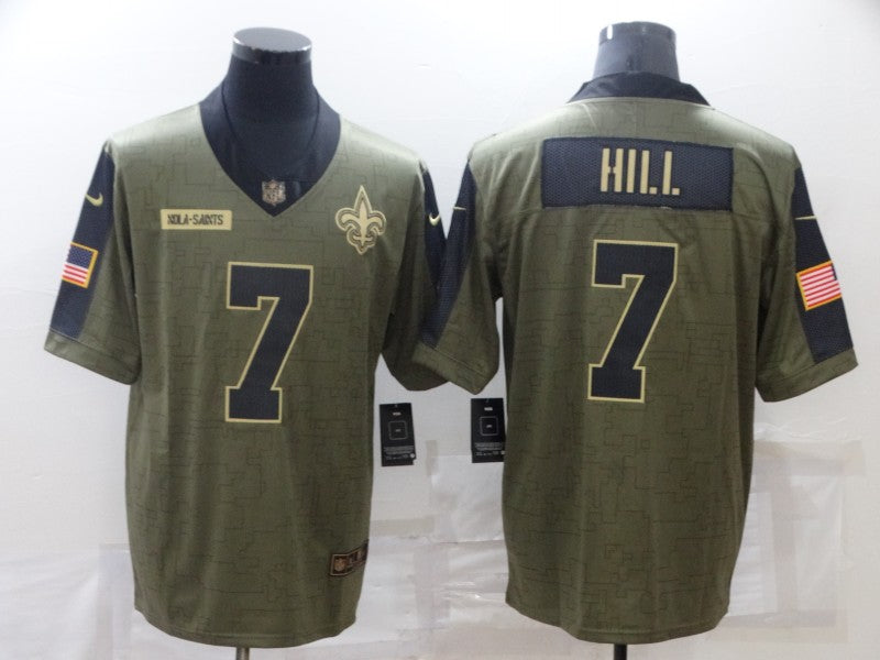 Men's New Orleans Saints Taysom Hill #7 Brown Game Jersey1 football jersey product view 1