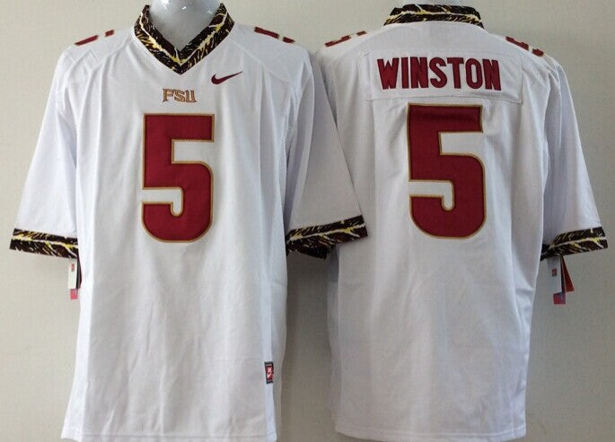 Men's Florida State Seminoles Jameis Winston #5 White Player Game Jersey sports jersey product view 1