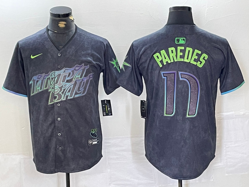 Men's Tampa Bay Rays Isaac Paredes #17 Charcoal 2024 City Connect Limited Player Jersey1 baseball jersey product view 1