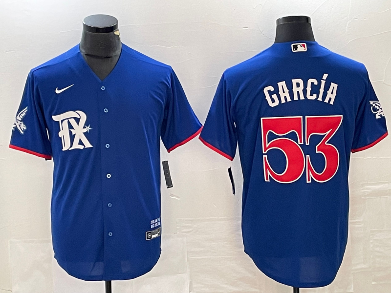 Men's Texas Rangers Adolis Garcia #53 Royal Replica Player Jersey baseball jersey product view 1