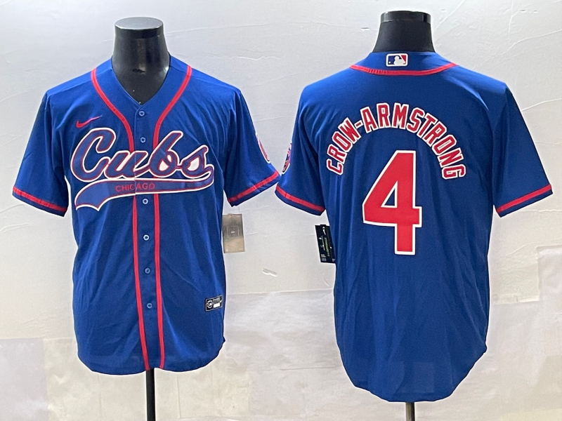 Men's Chicago Cubs Pete Crow-Armstrong #4 Royal Replica Player Jersey baseball jersey product view 1