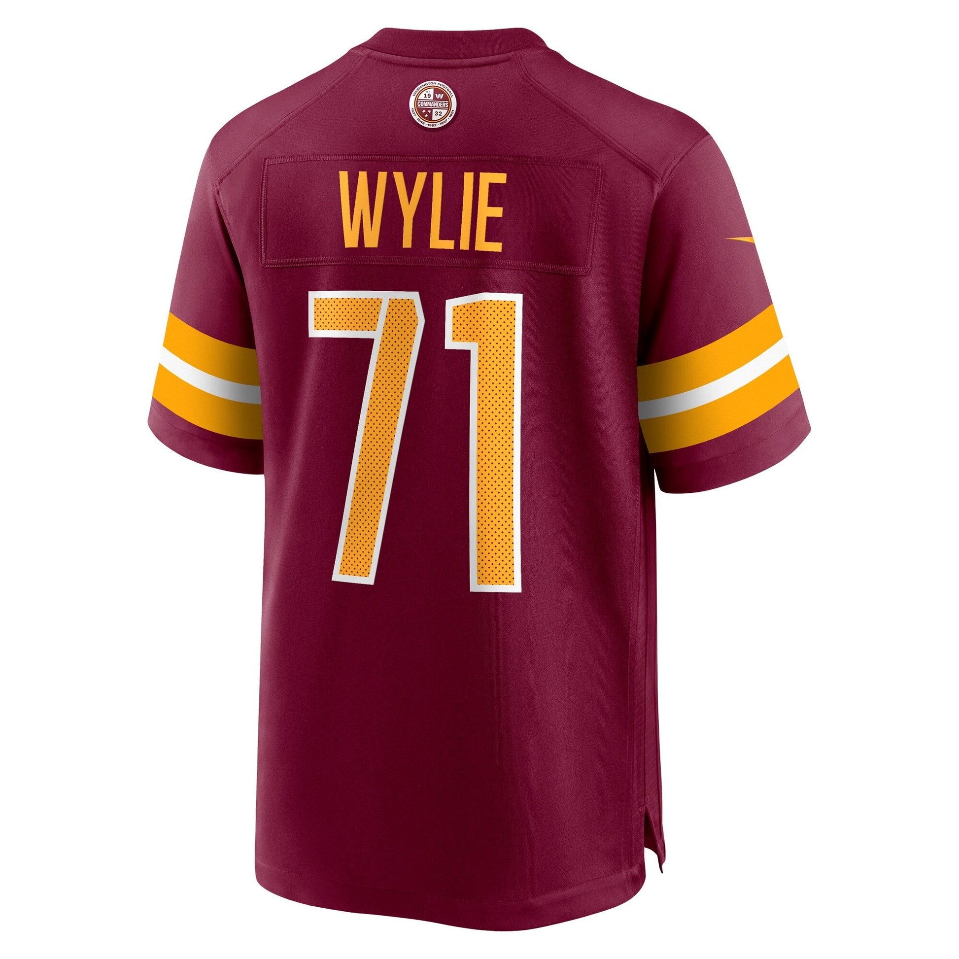 Andrew Wylie Washington Commanders Nike Game Jersey - Burgundy football jersey product view 3