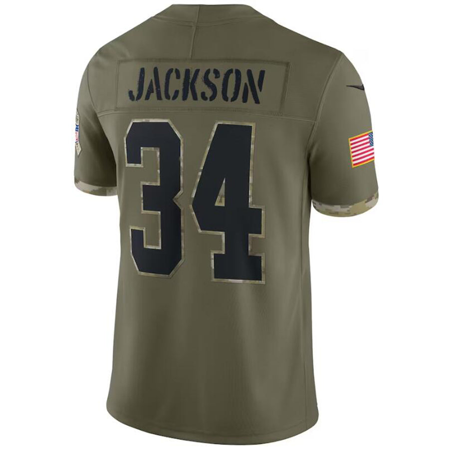 LV.Raiders #34 Bo Jackson Player Olive Salute To Service Football Jerseys football jersey product view 1